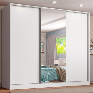 Guarda Roupa Infantil 100% Mdf Madesa Logan 3 Portas de Correr com