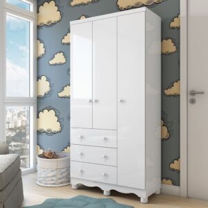 Guarda Roupa Infantil 3 Portas e 3 Gavetas 100% Mdf Mimo Espresso