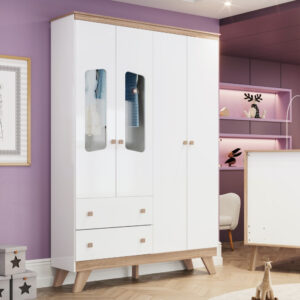 Guarda Roupa Infantil 4 Portas 2 Gavetas Confete Henn