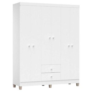 Guarda Roupa Infantil Baby Kids 6 Portas Branco Brilho Incorplac