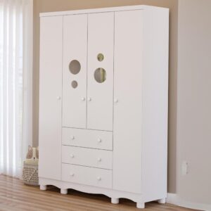 Guarda Roupa Infantil Bolinha 100% Mdf 4 Portas 3 Gavetas Faura