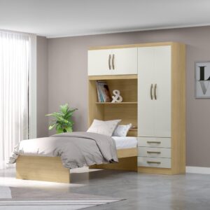 Guarda-roupa Infantil com Cama 4 Portas 3 Gavetas Lisboa Espresso