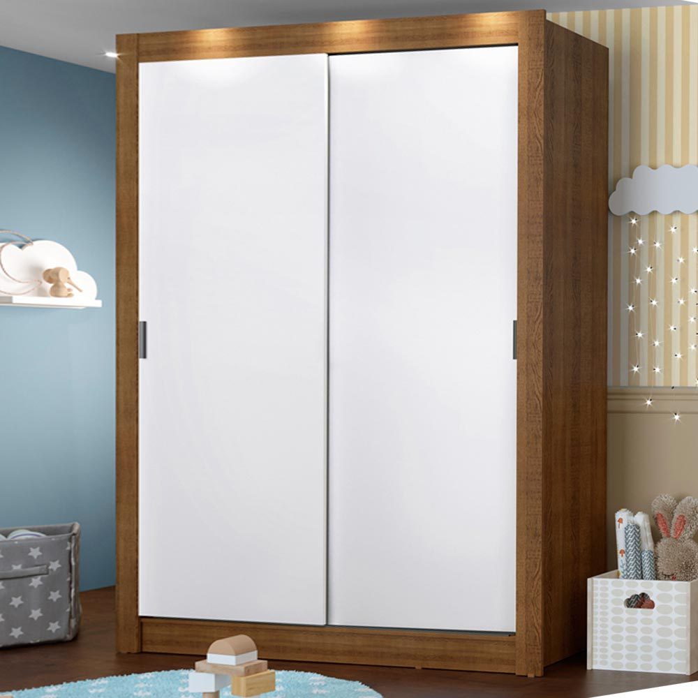 Guarda-Roupa Infantil Madesa Enzo 2 Portas de Correr Rustic Branco