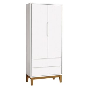 Guarda Roupa Infantil New Classic 2 Portas Branco Com Pés Madeira