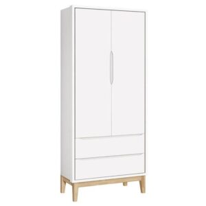 Guarda Roupa Infantil New Classic 2 Portas Branco Com Pés Madeira
