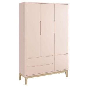 Guarda Roupa Infantil New Classic 3 Portas Rosa Com Pés Madeira