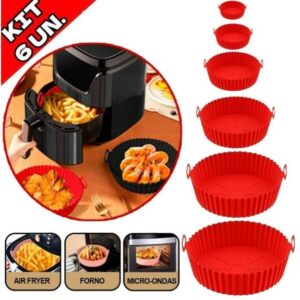 Guiana Kit 6 Forma Antiaderente Para Air Fryer Silicone Forno