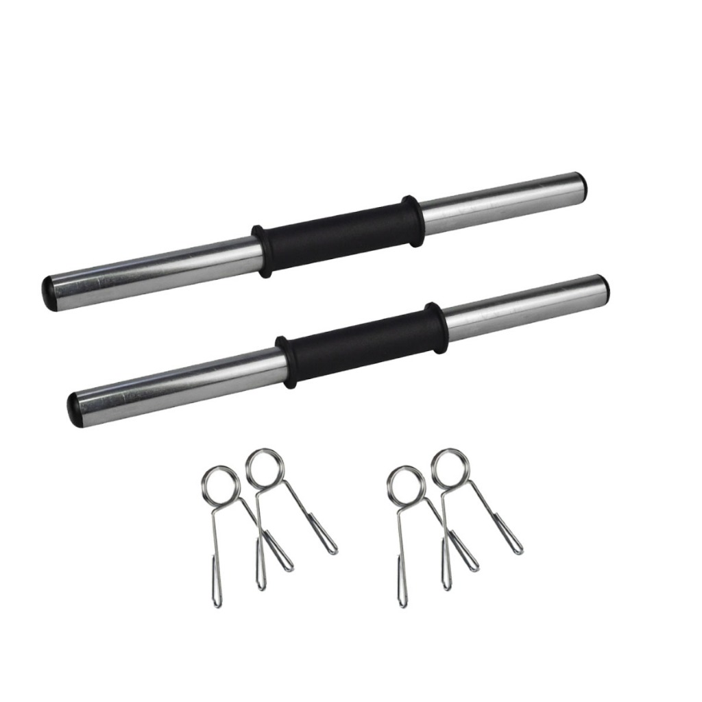 Halter Barra Oca 40cm Cromada Com Presilhas Para Treino Musculação