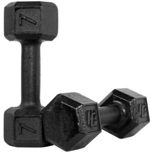 Halter Dumbell 7kg Sextavado Pintado Peso De Academia Para Treino