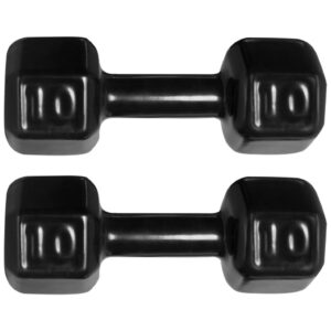 Halter Emborrachado 10kg Peso Academia Dumbell Sextavado Cor Preto