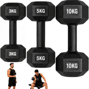 “Halter Sextavado Emborrachado 3kg 5kg 10kg Peso Academia Musculação