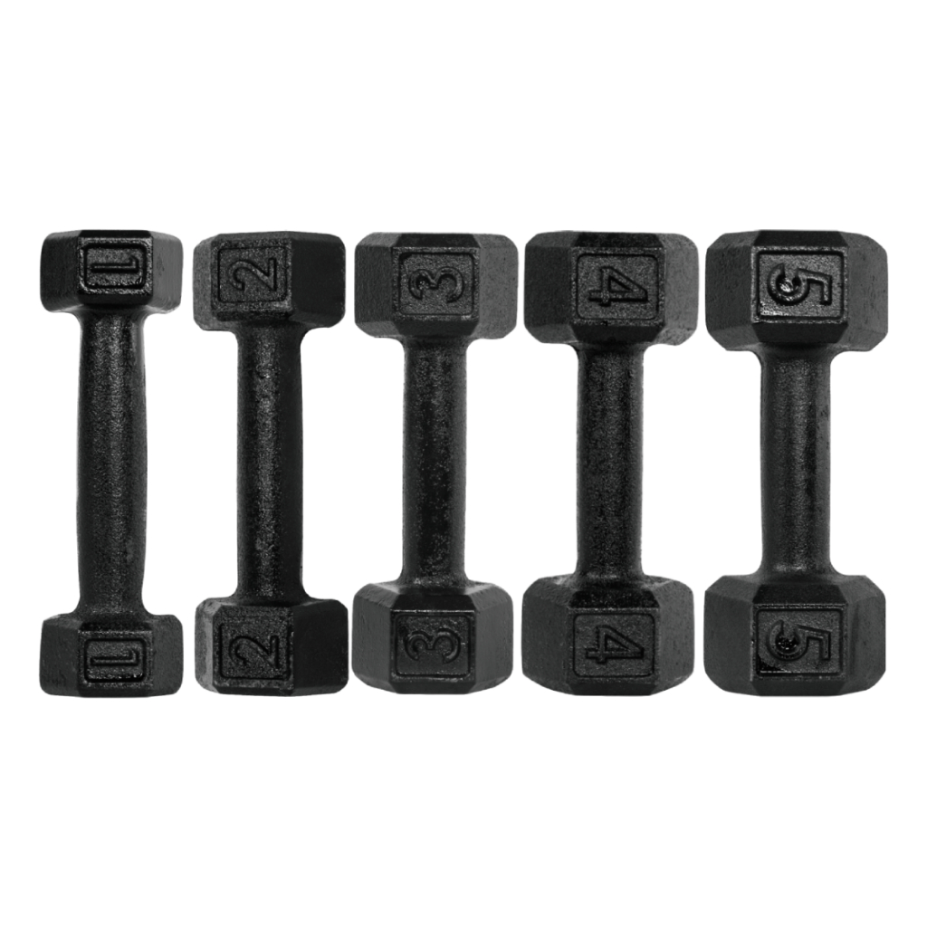 Halter Sextavado Pintado 1 a 5kg Dumbbell Peso de Academia Musculação