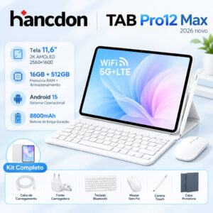 Hancdon Tablet Pro12 Max 16GB+512GB Android 15 Tela FHD 11.6″ 8800mAh