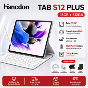 Hancdon Tablet S12 Plus 16GB RAM 512GB Android 15 Tela 12.8″ FHD