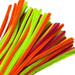 Haste de Chenille 30cm Amarelo, Laranja e Rosa 100 unidades Limpador