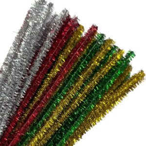 Haste de Chenille 30cm Sortido Metalizado Brilhante 100 unidades