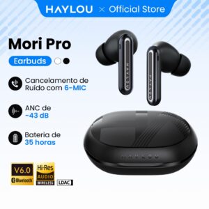 Haylou Mori Pro Fone Bluetooth Sem Fio ANC 43dB 6 Microfones HD Call