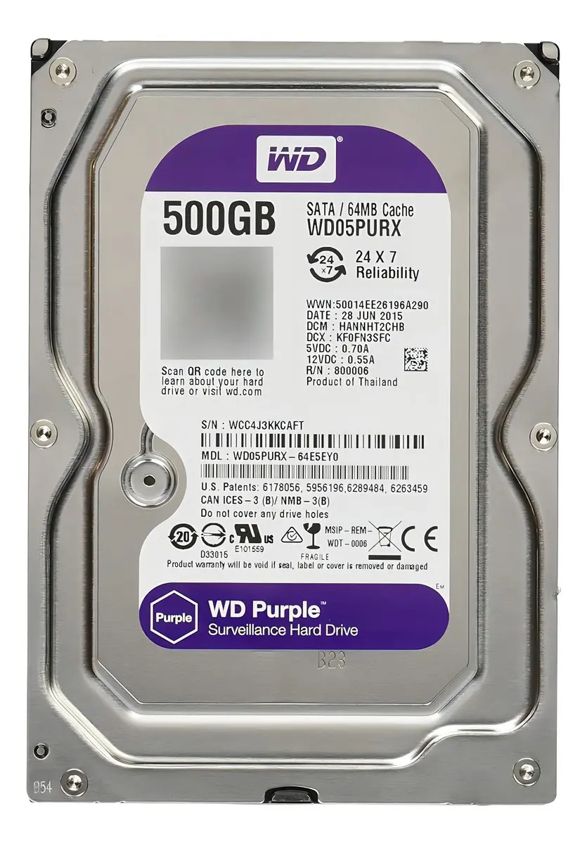 HD 500GB WD Purple Sata Iii 3.5 Interno Para Dvr