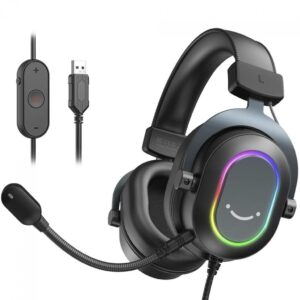 Headset Gamer Fifine H6, 7.1 Surround, Drivers de 50mm, RGB, USB