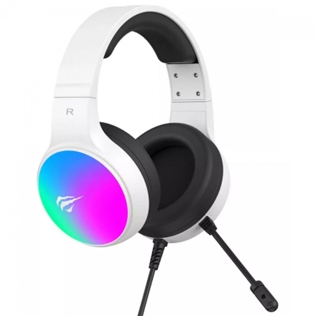 Headset Gamer Havit H2043U, USB, Drivers de 50mm, RGB, Preto Branco