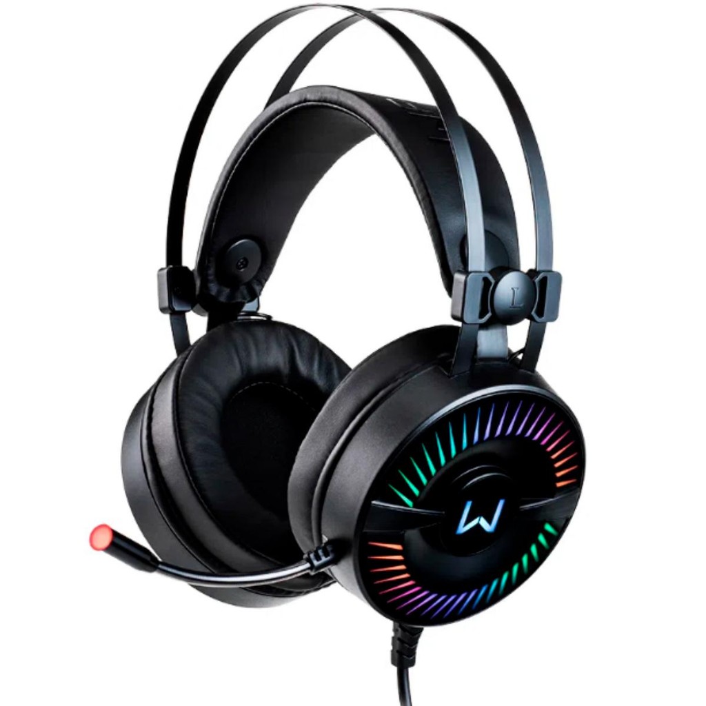 Headset Gamer Warrior Flamma Com Microfone LED RGB Conector USB Preto