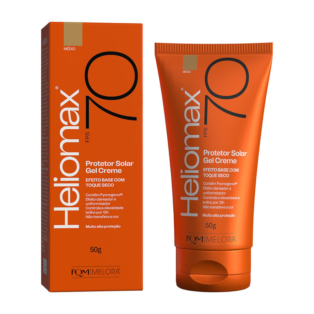 Heliomax Protetor Solar Gel Creme Fps 70 Cor Médio 50g — Skincare