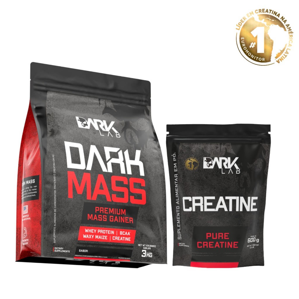 Hipercalórico Dark Mass 3kg Creatina Monohidratado Pura 600g Dark Lab