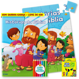 Histórias da Bíblia Livro com história para colorir com Quebra-Cabeça