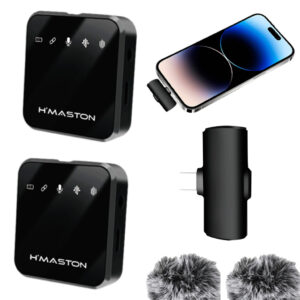 H’maston MK15 16 Microfone Sem Fio Duplo Lapela Celular Para iPhone
