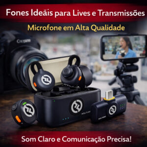 Hollyland Lark A1 Mini Duo Combo Microfone Sem Fio Mini para iPhone