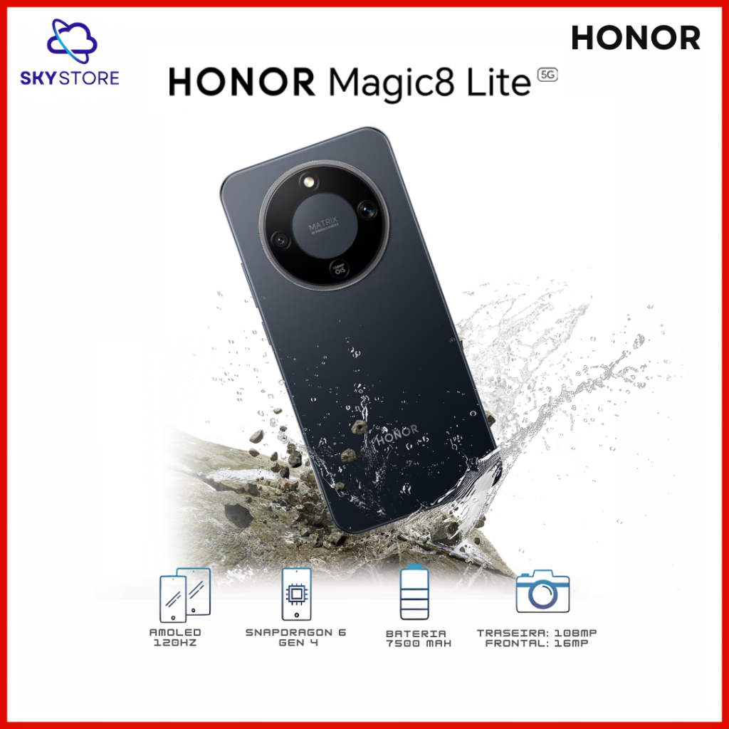 Honor Magic 8 Lite 5G, Versão Global 512GB 8GB RAM, Processador — Informática