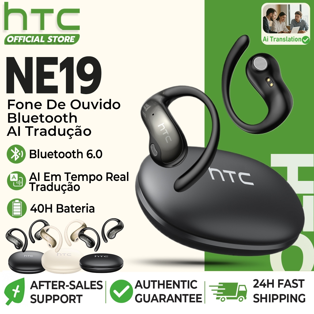 Htc NE19 Fone De Ouvido Bluetooth Gancho De Orelha AI Sem Fio — Áudio e Fones