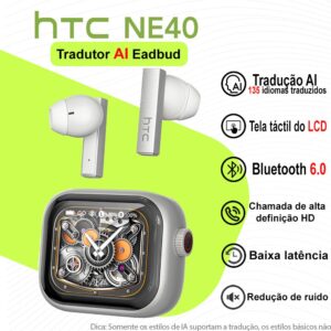 Htc NE40 AI Fone De Ouvido Tws Fone Bluetooth 6.0 Tradução Em Tempo