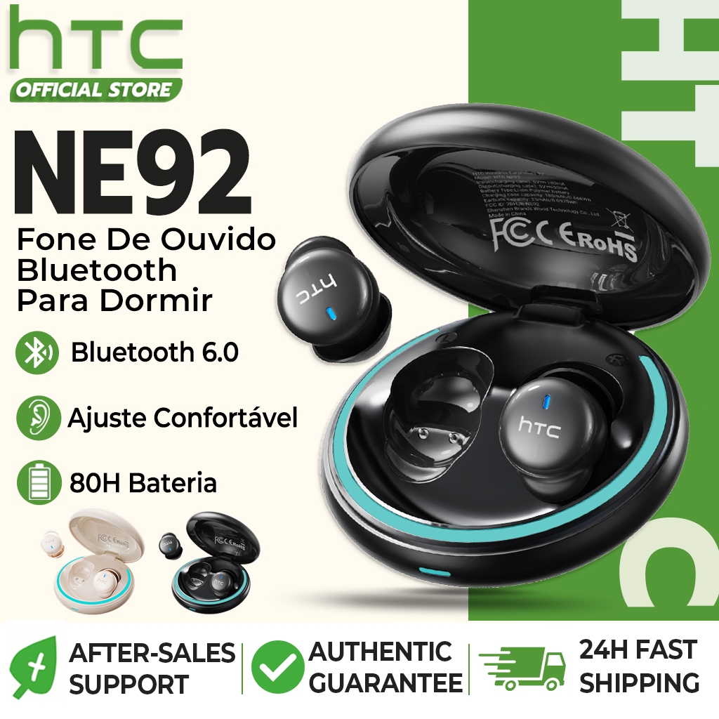 Htc NE92 Fone De Ouvido Bluetooth 6.0 Sem Fio Para Dormir — Áudio e Fones