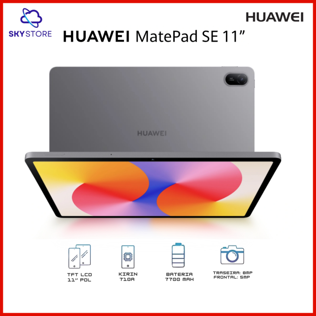 Huawei MatePad 11' SE', Tablet 4GB+128GB, Versão Global, Bateria 7700