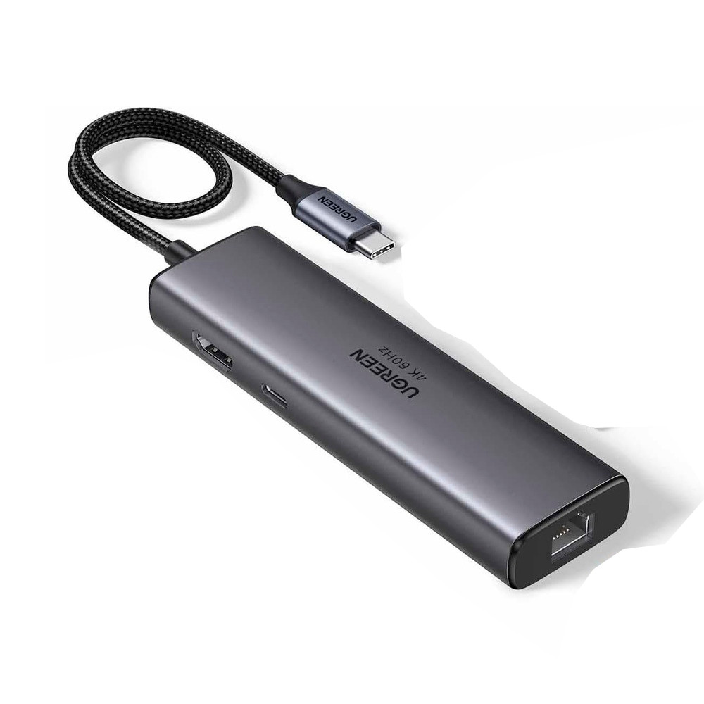 Hub Usb C Ugreen 4K 60Hz Hdmi 2xUSB-A 1xUSB-C Lan 100W PD — Informática