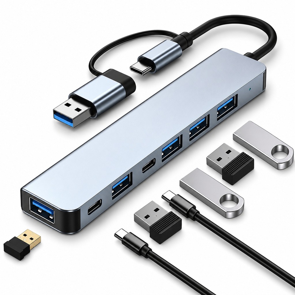 Hub USB Tipo C 8 em 1 USB 3.0 USB 2.0 Extensor Portas Adaptador para — Informática