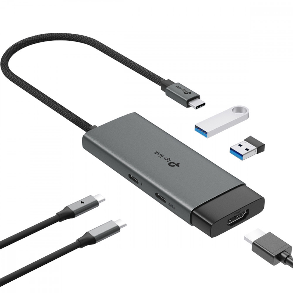 Hub USB TP-Link 5 em 1 Tipo-C 3.0 4K Alumínio UH5020C — Informática