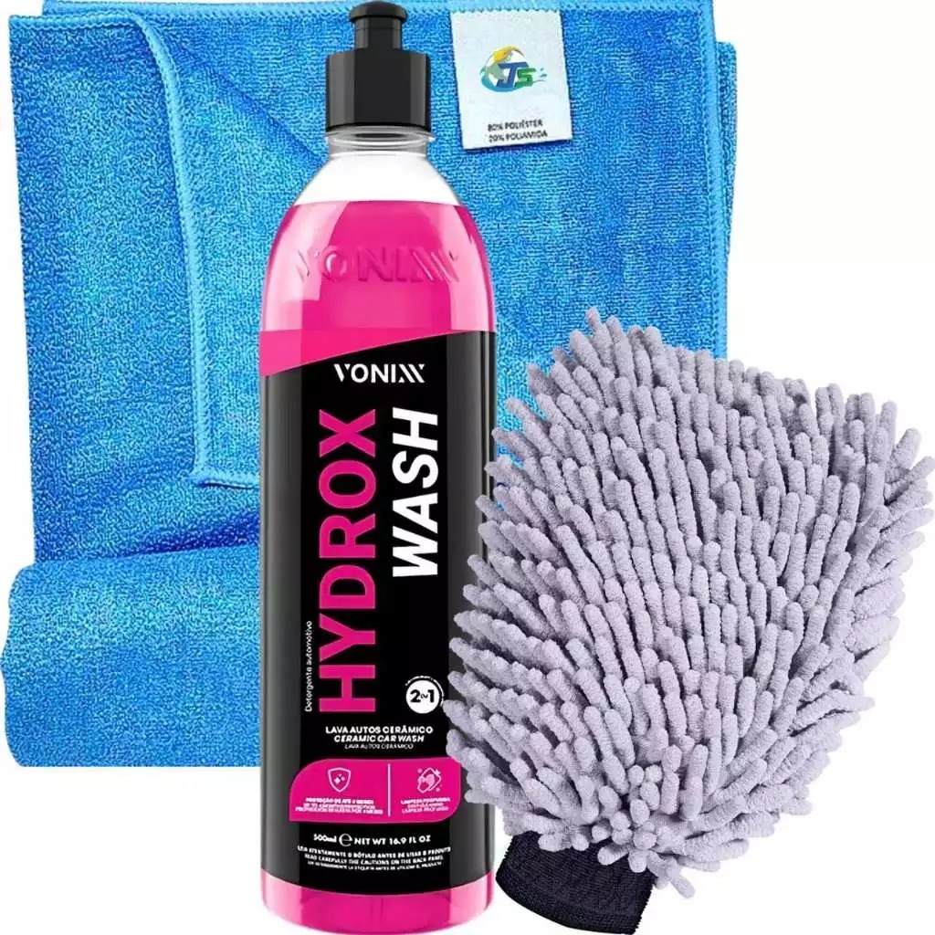 Hydrox Wash Shampoo Lava Auto Cerâmico Vonixx Toalha de Secagem Luva — Cabelos
