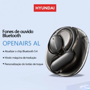 Hyundai OpenAir5 AI Fone De Ouvido Bluetooth 5.4 Tradutor de Voz Som