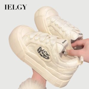 Ielgy 2026 Novo Tênis Feminino De Sola Grossa Com Bico Redondo E