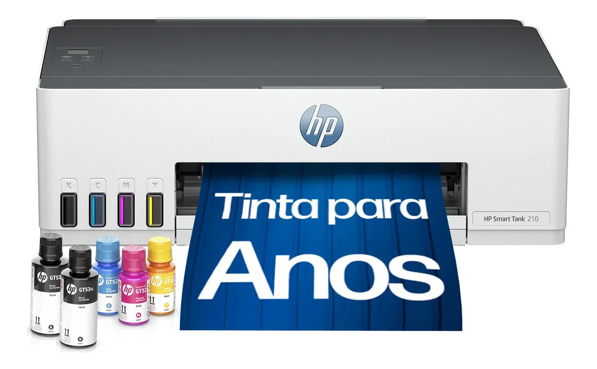 Impressora HP Smart Tank 210 com Tanque de Tinta Colorida Com Wi-Fi — Informática
