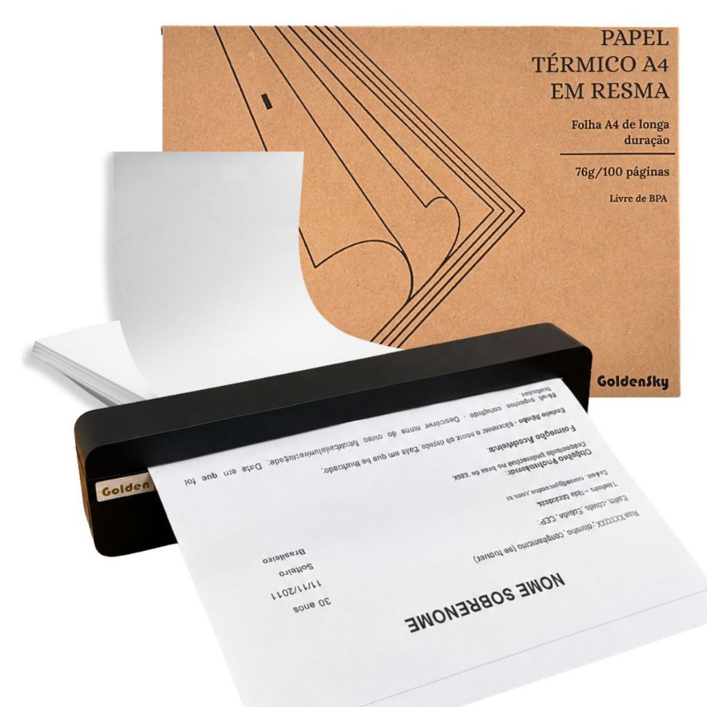 Impressora Térmica A4 Bobina Bluetooth Portátil Printer App Celular