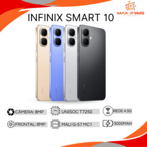 Infinix Smart 10 4.5G, 128GB 4GB RAM Expansível, Proteção IP64