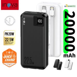 Inova Carregador Portátil Power Bank Grande 20mah 10mAh Turbo 22.5W