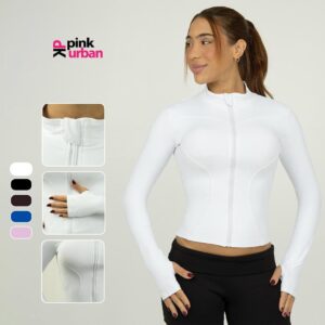 Jaqueta Fitness Poliamida Premium Zíper Fura Dedão Modelo Casaco Slim