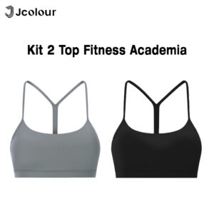 Jcolour Kit 2 Top Fitness Academia Forrado Poliamida Treino Alça Fina