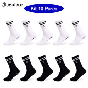 Jcolour Kit Até 10 Pares Meia Antiderrapante Pilates Yoga Feminina