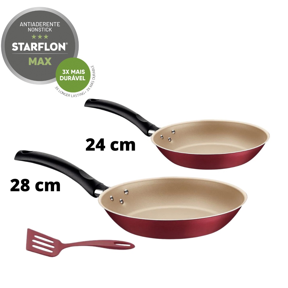 Jogo 2 Frigideiras Alumínio Antiaderente Tramontina Starflon Espatula — Cozinha e Utensílios