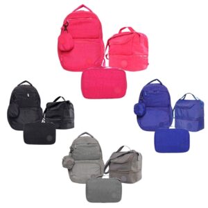 Jogo 3 Peças Mochila Estojo Lancheira Térmica Escolar Viagem Estilo